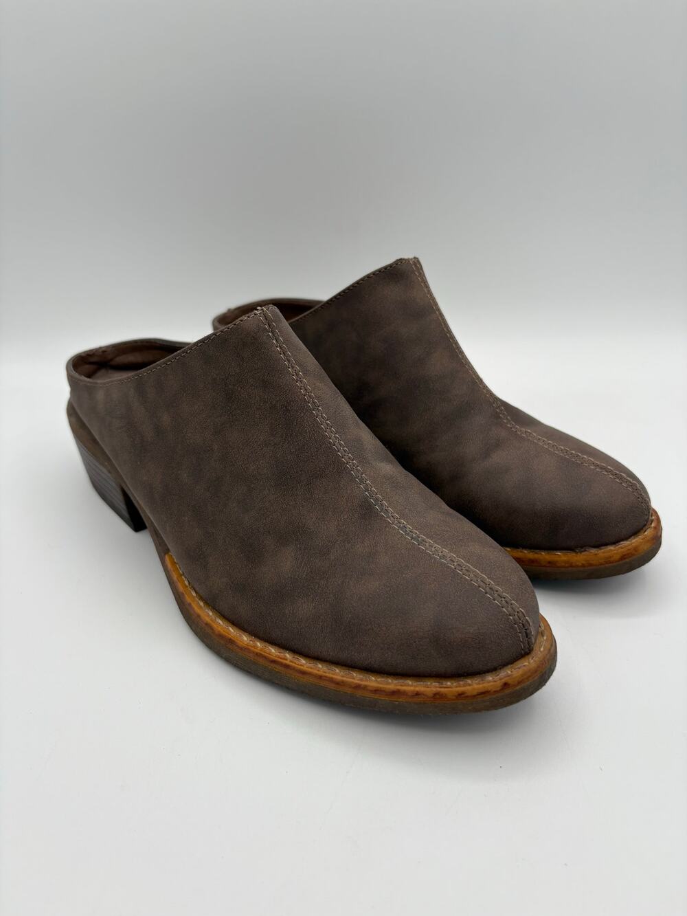 American Eagle Brown Mules Slip On Vegan Leather Size 8